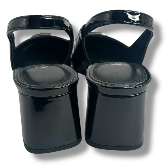 GUESS Zanda Slingback Block Heel Pumps Black Patent Size 7.5 Pointy Toe Heels - Picture 5 of 12